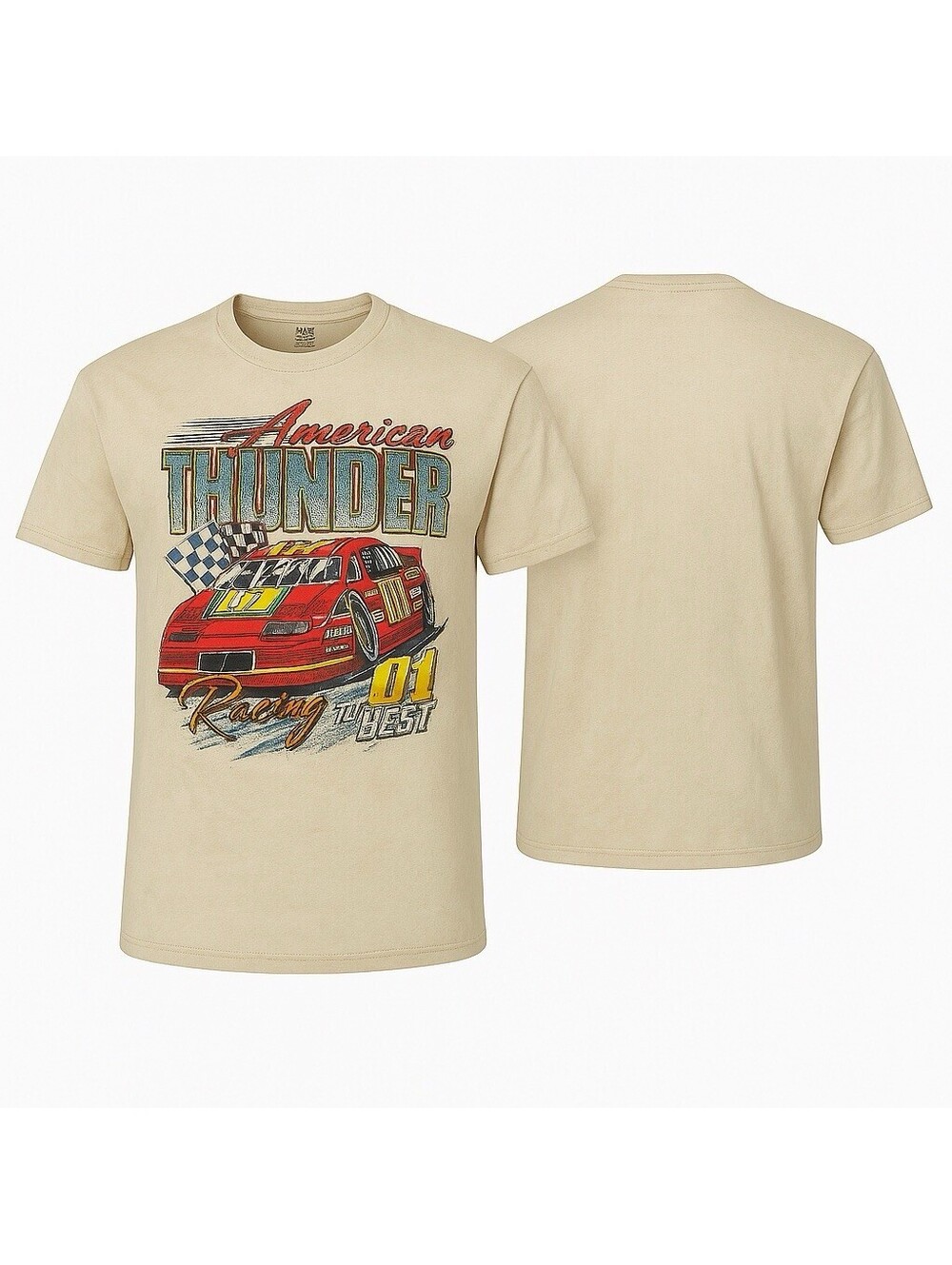 American Thunder 01 Racing Car RSQ Graphic T-Shirt Size S Vintage Style NASCAR